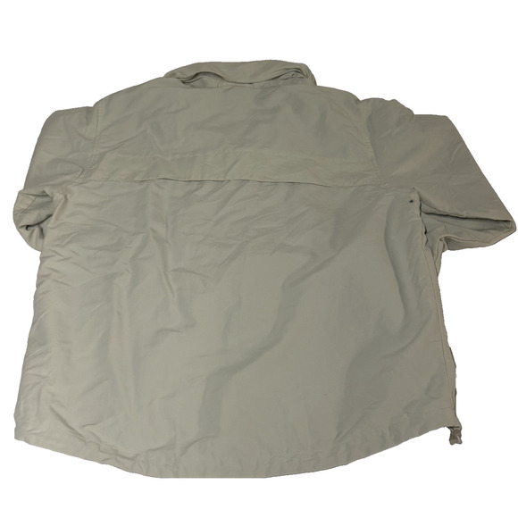 Men's Lands End Hooded Cream Colored Full Zip Windbreaker Size Large Zip Pockets - Picture 2 of 15
